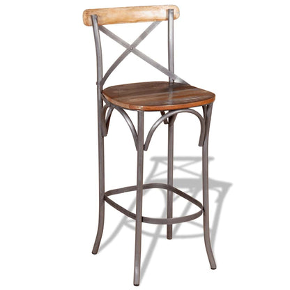 244014 vidaXL Bar Stool Solid Reclaimed Wood - Multicolour - 45 x 45 x 110 cm