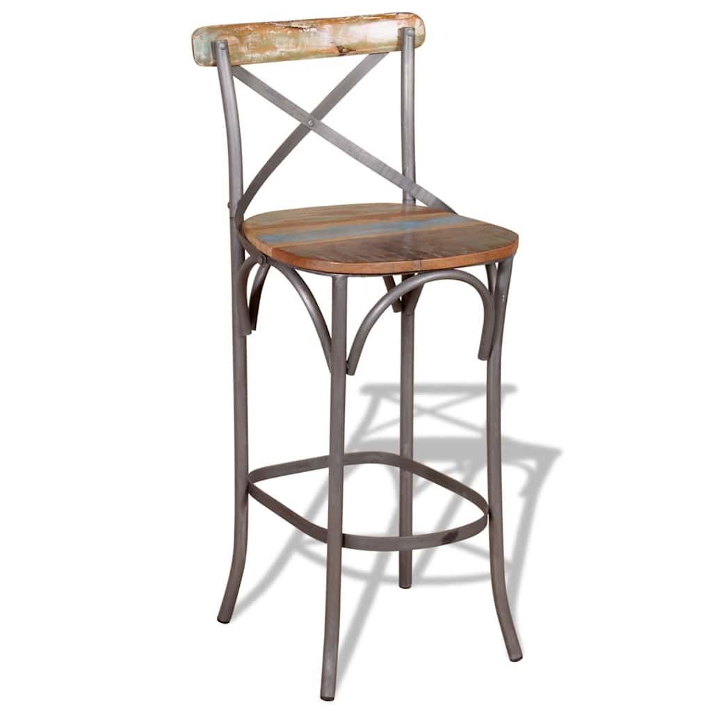 244014 vidaXL Bar Stool Solid Reclaimed Wood - Multicolour - 45 x 45 x 110 cm
