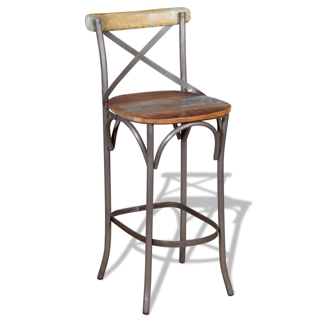 244014 vidaXL Bar Stool Solid Reclaimed Wood - Multicolour - 45 x 45 x 110 cm