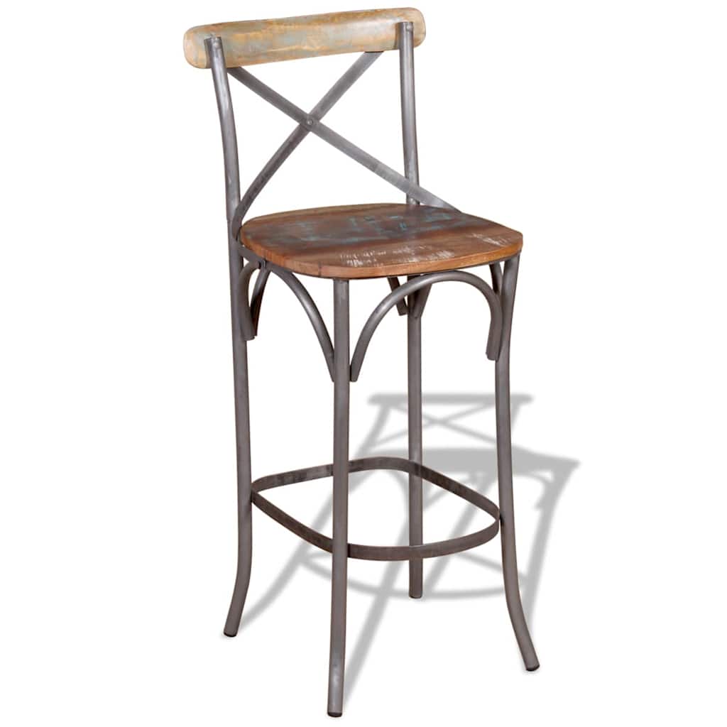 244014 vidaXL Bar Stool Solid Reclaimed Wood - Multicolour - 45 x 45 x 110 cm