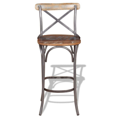 244014 vidaXL Bar Stool Solid Reclaimed Wood - Multicolour - 45 x 45 x 110 cm