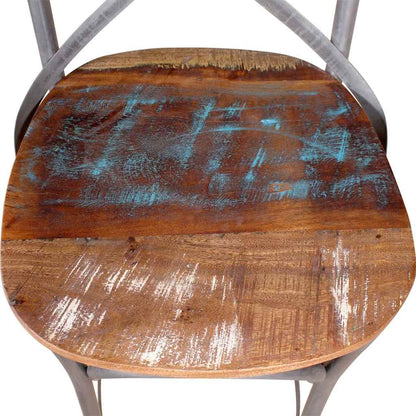 244014 vidaXL Bar Stool Solid Reclaimed Wood - Multicolour - 45 x 45 x 110 cm