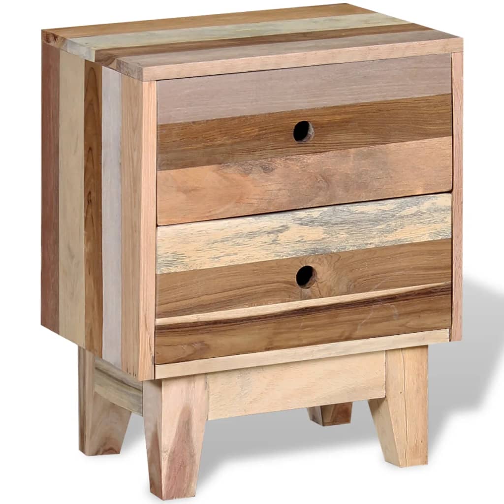 vidaXL Bedside Cabinet Solid Reclaimed Wood - Beige - 30 x 40 x 50 cm