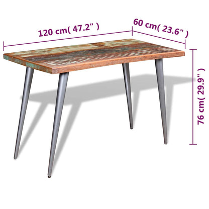 244242 vidaXL Dining Table Solid Reclaimed Wood 120x60x76 cm - Multicolour