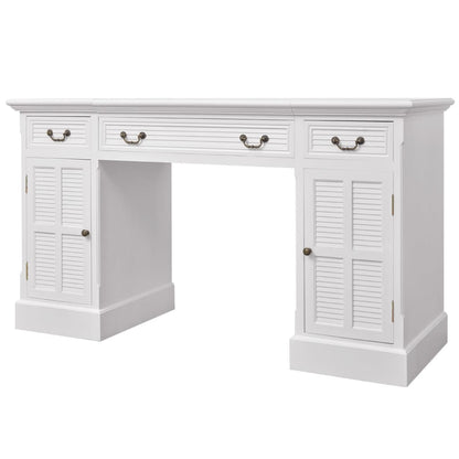 244370 vidaXL Double Pedestal Desk White 140x48x80 cm