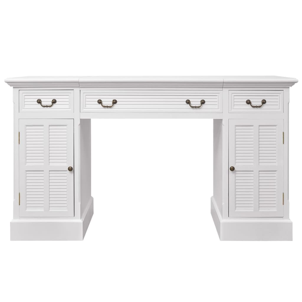 244370 vidaXL Double Pedestal Desk White 140x48x80 cm