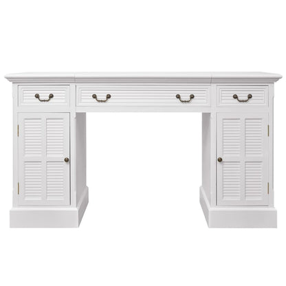 244370 vidaXL Double Pedestal Desk White 140x48x80 cm