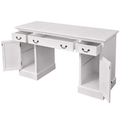 244370 vidaXL Double Pedestal Desk White 140x48x80 cm