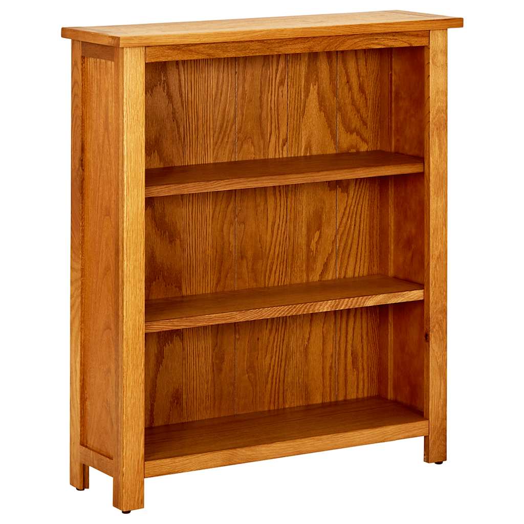 vidaXL 3-Tier Bookcase 70x22.5x82 cm Solid Oak Wood - Brown