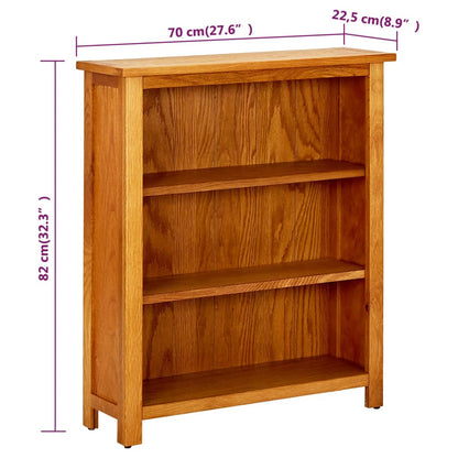 vidaXL 3-Tier Bookcase 70x22.5x82 cm Solid Oak Wood - Brown