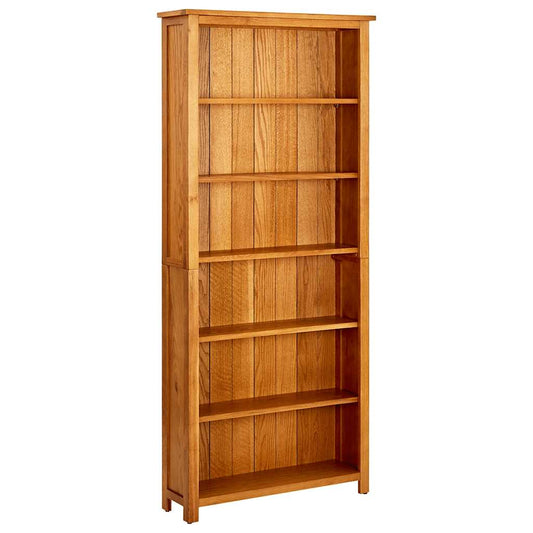 vidaXL 6-Tier Bookcase 80x22.5x180 cm Solid Oak Wood - Brown