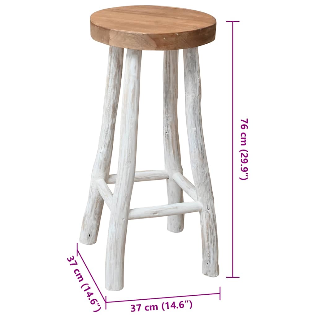 244546 vidaXL Bar Stool Solid Teak Wood - Brown - 37 x 37 x 76 cm