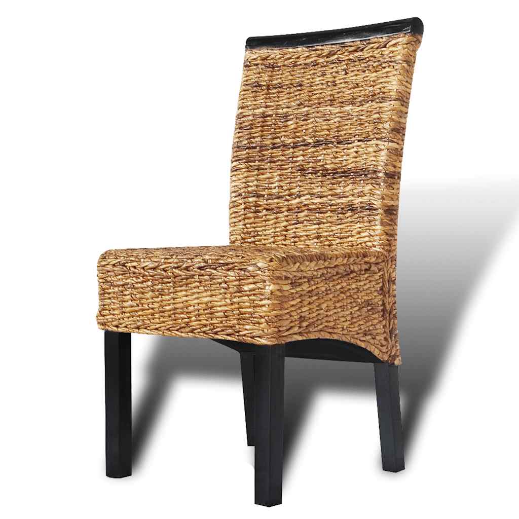 vidaXL Dining Chairs 4 pcs Abaca and Solid Mango Wood - Brown - 47 x 50 x 97 cm
