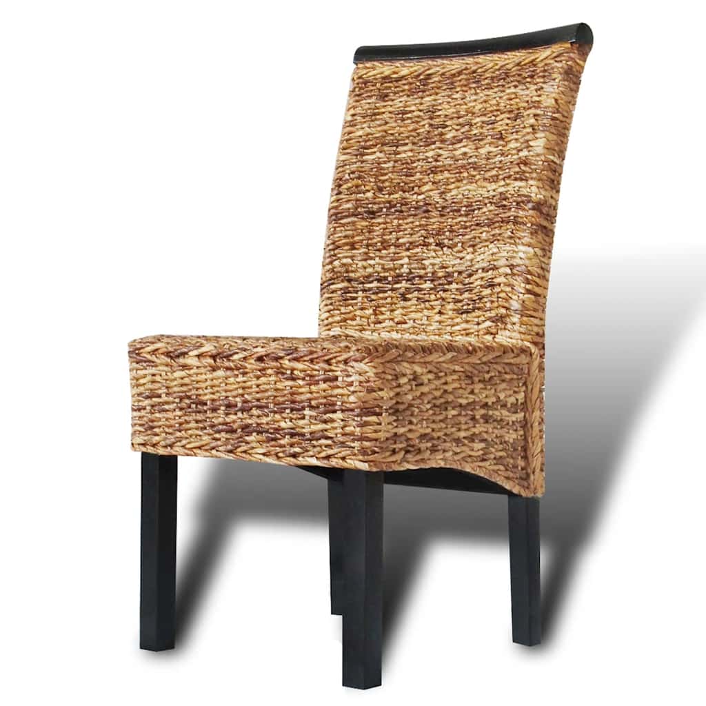 vidaXL Dining Chairs 4 pcs Abaca and Solid Mango Wood - Brown - 47 x 50 x 97 cm