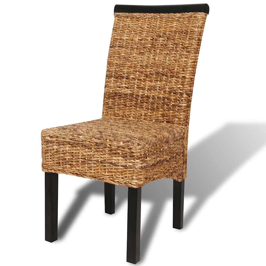 vidaXL Dining Chairs 4 pcs Abaca and Solid Mango Wood - Brown - 47 x 50 x 97 cm