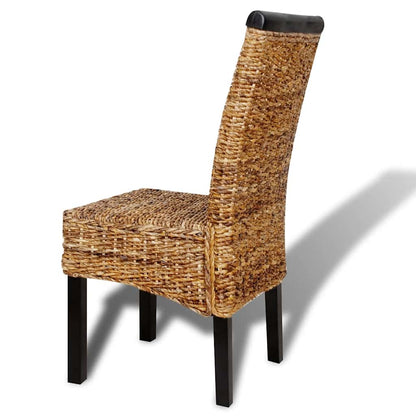 vidaXL Dining Chairs 4 pcs Abaca and Solid Mango Wood - Brown - 47 x 50 x 97 cm