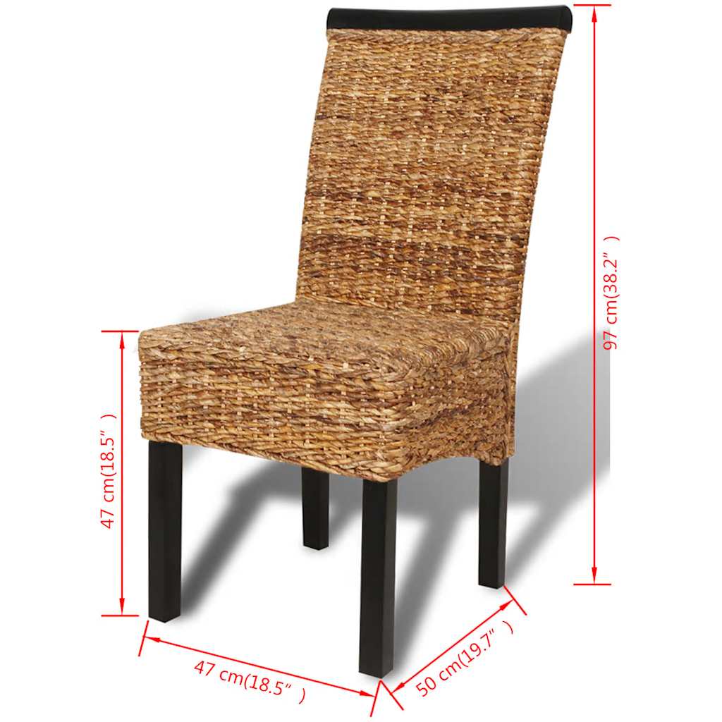 vidaXL Dining Chairs 4 pcs Abaca and Solid Mango Wood - Brown - 47 x 50 x 97 cm