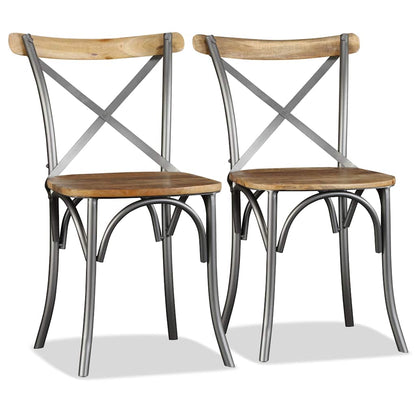 vidaXL Dining Chairs 2 pcs Solid Mango Wood - Multicolour - 51 x 52 x 84 cm