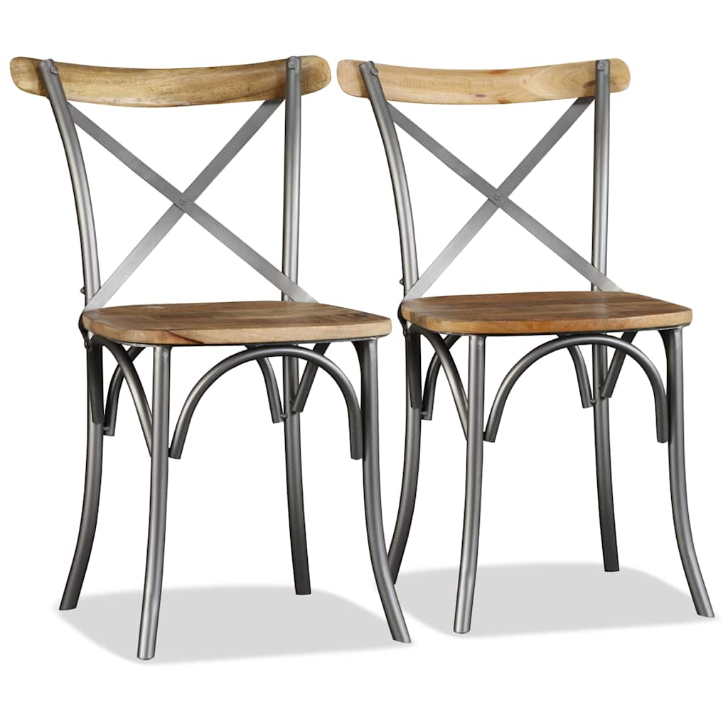 vidaXL Dining Chairs 2 pcs Solid Mango Wood - Multicolour - 51 x 52 x 84 cm