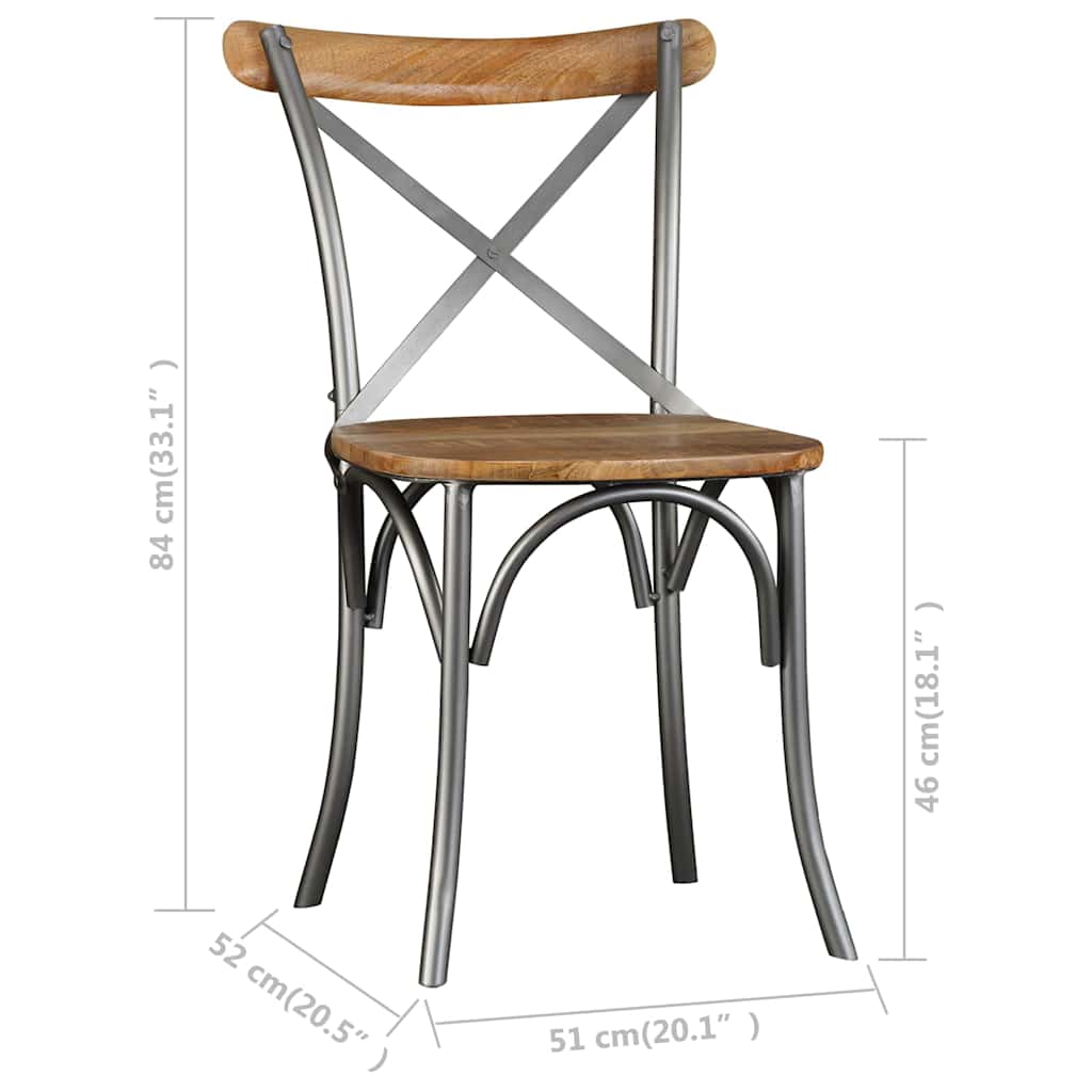 vidaXL Dining Chairs 2 pcs Solid Mango Wood - Multicolour - 51 x 52 x 84 cm