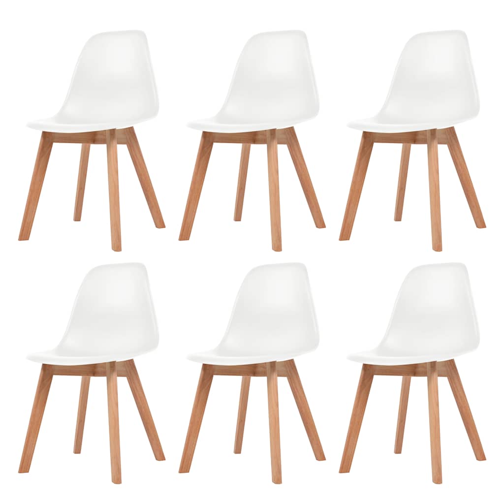 vidaXL Dining Chairs 6 pcs White Plastic - 51 x 82 x 46 cm