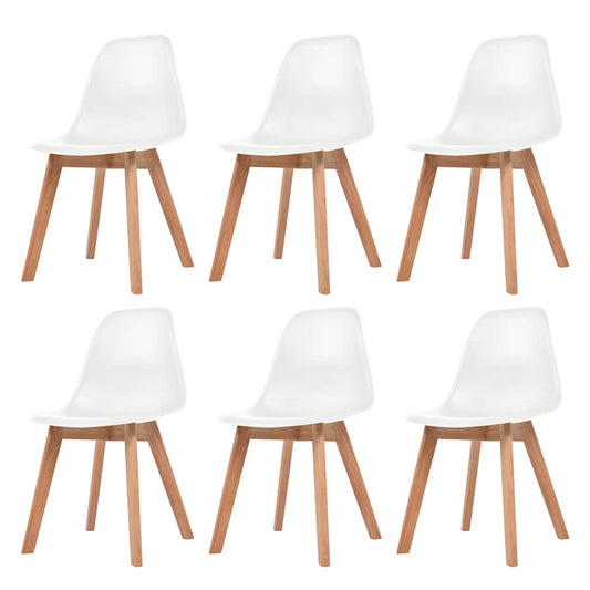 vidaXL Dining Chairs 6 pcs White Plastic - 51 x 82 x 46 cm