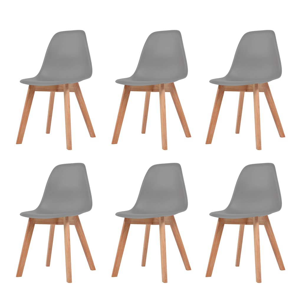 vidaXL Dining Chairs 6 pcs Grey Plastic - 51 x 82 x 46 cm