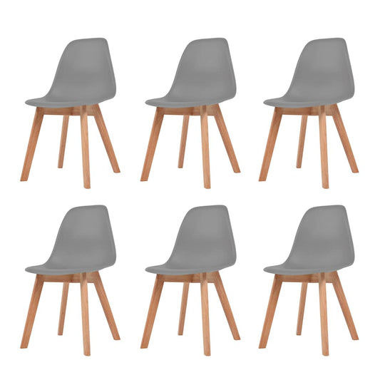 vidaXL Dining Chairs 6 pcs Grey Plastic - 51 x 82 x 46 cm