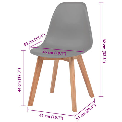 vidaXL Dining Chairs 6 pcs Grey Plastic - 51 x 82 x 46 cm