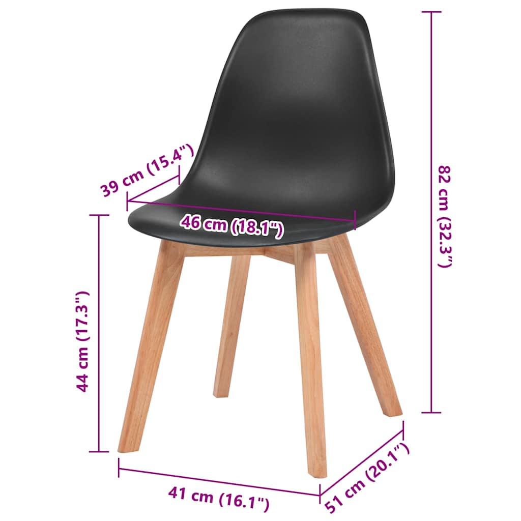 vidaXL Dining Chairs 4 pcs Black Plastic - 51 x 82 x 46 cm