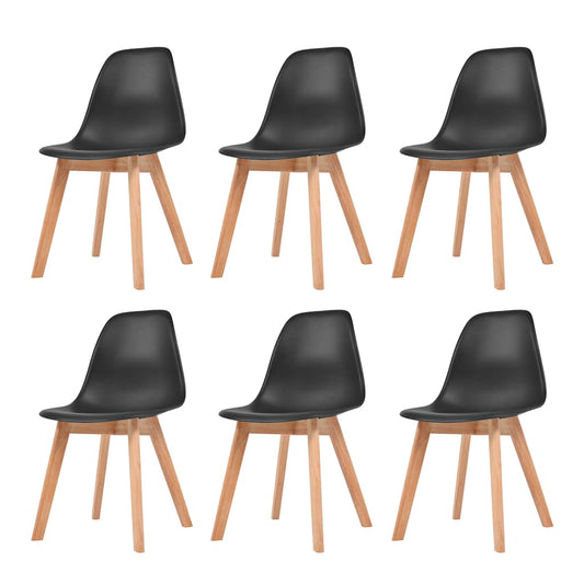 vidaXL Dining Chairs 6 pcs Black Plastic - 51 x 82 x 46 cm