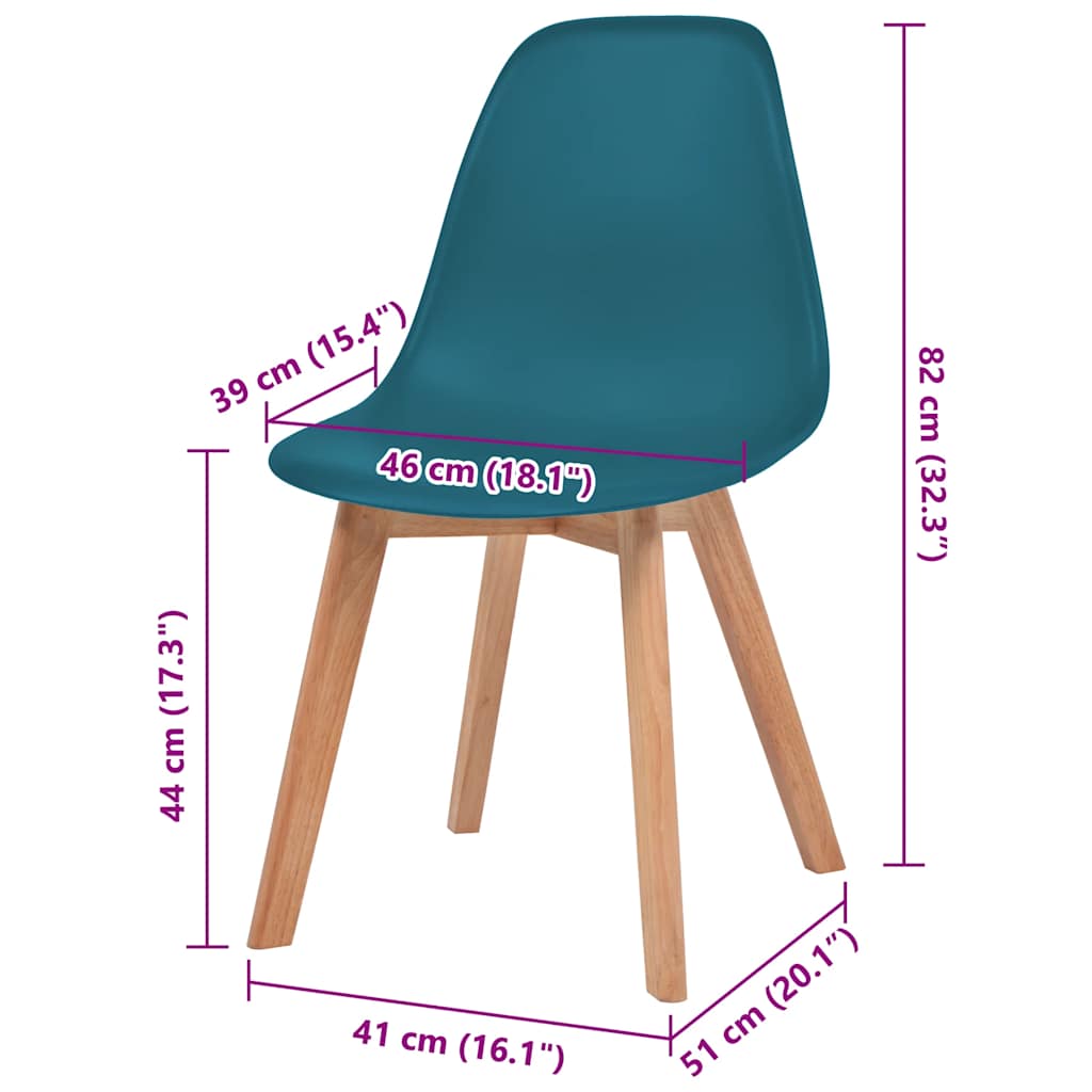 vidaXL Dining Chairs 6 pcs Turquoise Plastic - 51 x 82 x 46 cm
