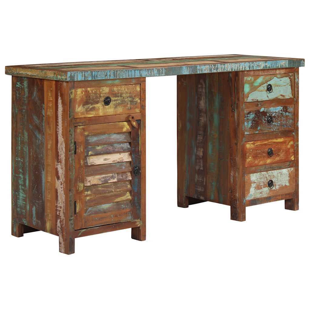 244846 vidaXL Pedestal Desk Solid Reclaimed Wood 140x50x77 cm - Multicolour
