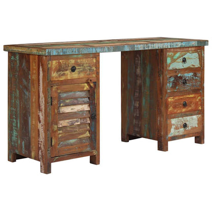 244846 vidaXL Pedestal Desk Solid Reclaimed Wood 140x50x77 cm - Multicolour