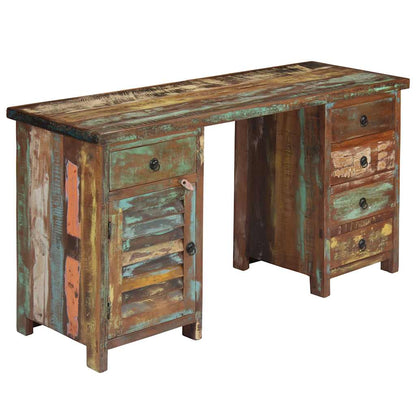 244846 vidaXL Pedestal Desk Solid Reclaimed Wood 140x50x77 cm - Multicolour