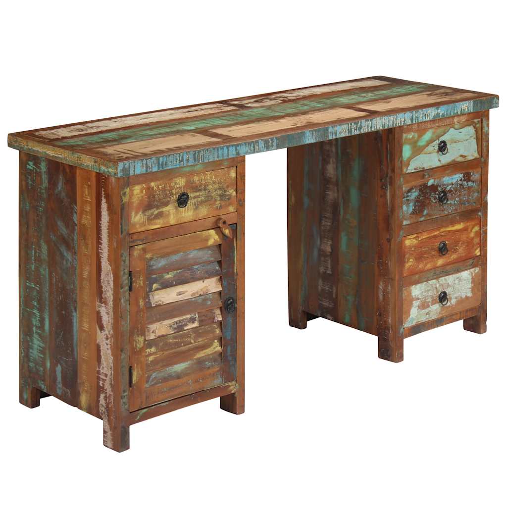 244846 vidaXL Pedestal Desk Solid Reclaimed Wood 140x50x77 cm - Multicolour