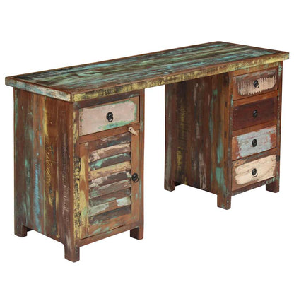 244846 vidaXL Pedestal Desk Solid Reclaimed Wood 140x50x77 cm - Multicolour