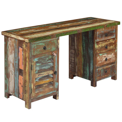 244846 vidaXL Pedestal Desk Solid Reclaimed Wood 140x50x77 cm - Multicolour