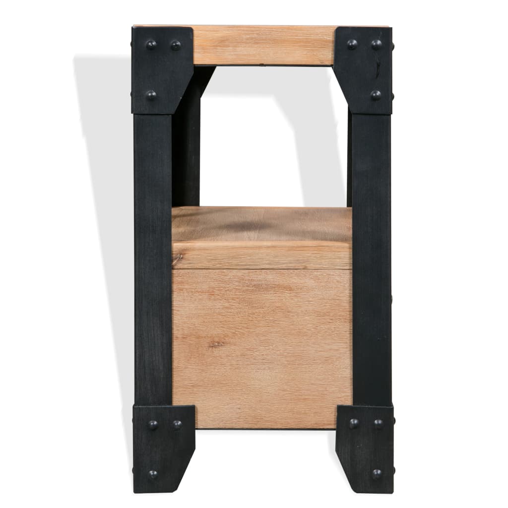 vidaXL Nightstand Solid Acacia Wood Steel 40x30x54 cm - Brown