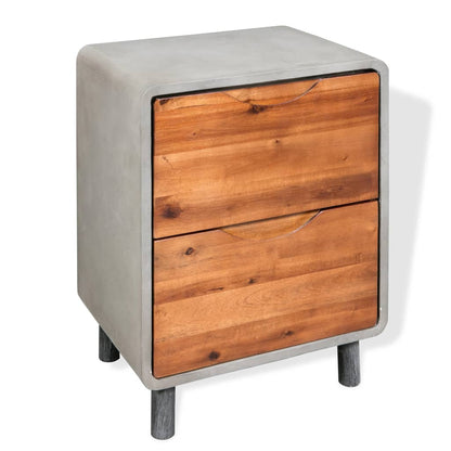vidaXL Nightstand Concrete Solid Acacia Wood 40x30x50 cm - Grey