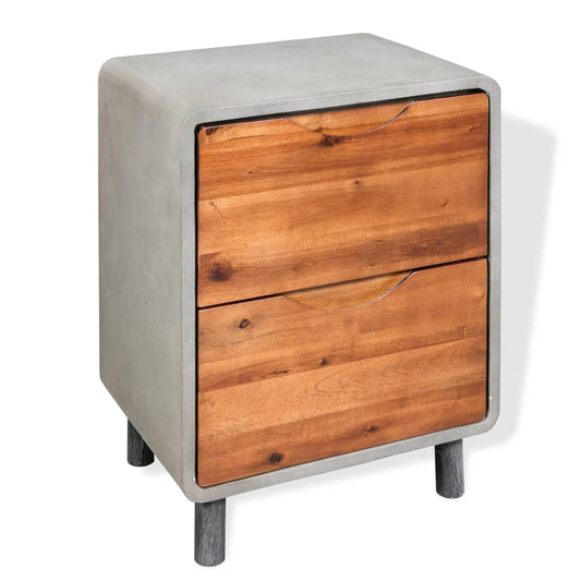 vidaXL Nightstand Concrete Solid Acacia Wood 40x30x50 cm - Grey