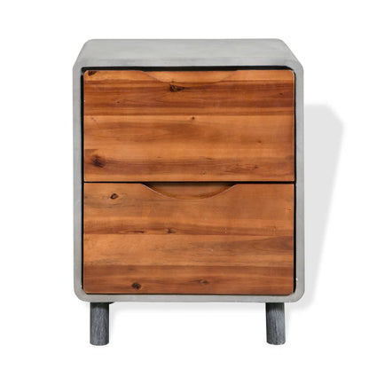 vidaXL Nightstand Concrete Solid Acacia Wood 40x30x50 cm - Grey