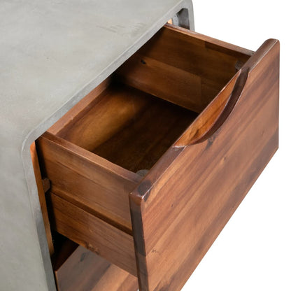 vidaXL Nightstand Concrete Solid Acacia Wood 40x30x50 cm - Grey