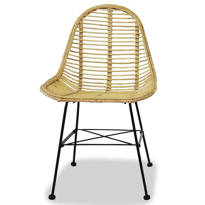vidaXL Dining Chairs 2 pcs Natural Rattan - Beige - 48 x 61 x 85 cm