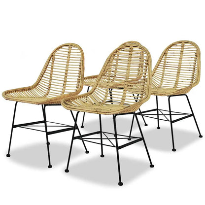 vidaXL Dining Chairs 4 pcs Natural Rattan - Beige - 48 x 61 x 85 cm