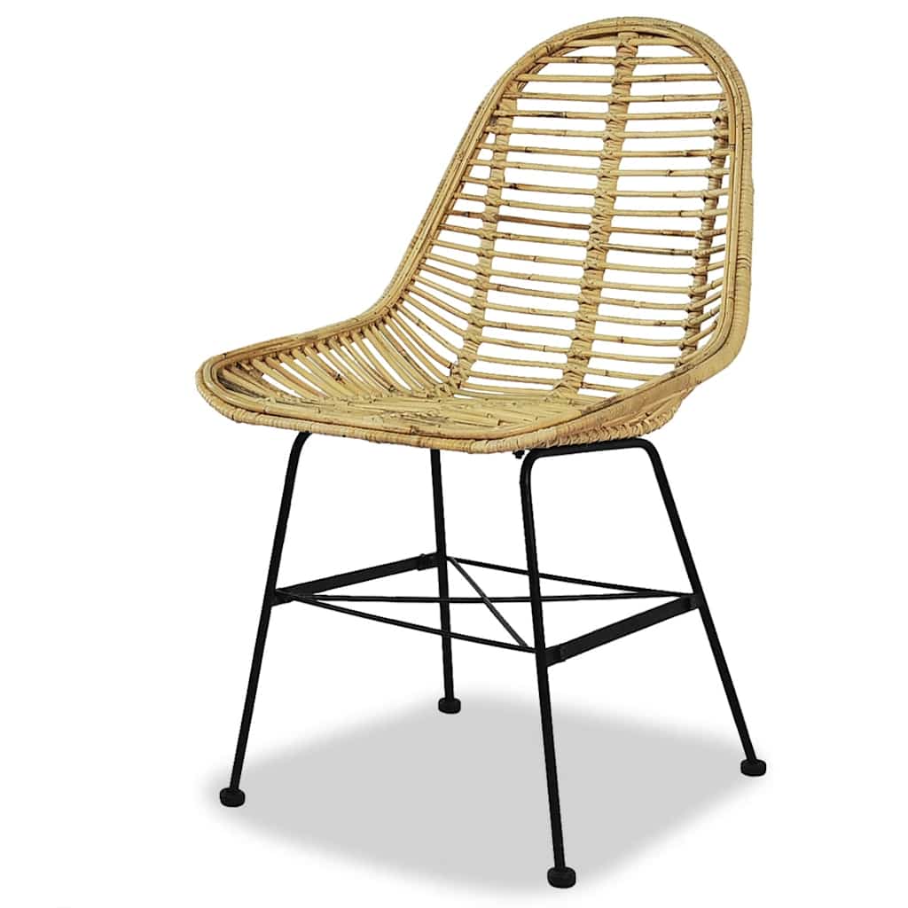 vidaXL Dining Chairs 4 pcs Natural Rattan - Beige - 48 x 61 x 85 cm