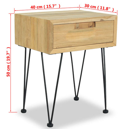 vidaXL Bedside Cabinet 40x30x50 cm Solid Teak - Brown