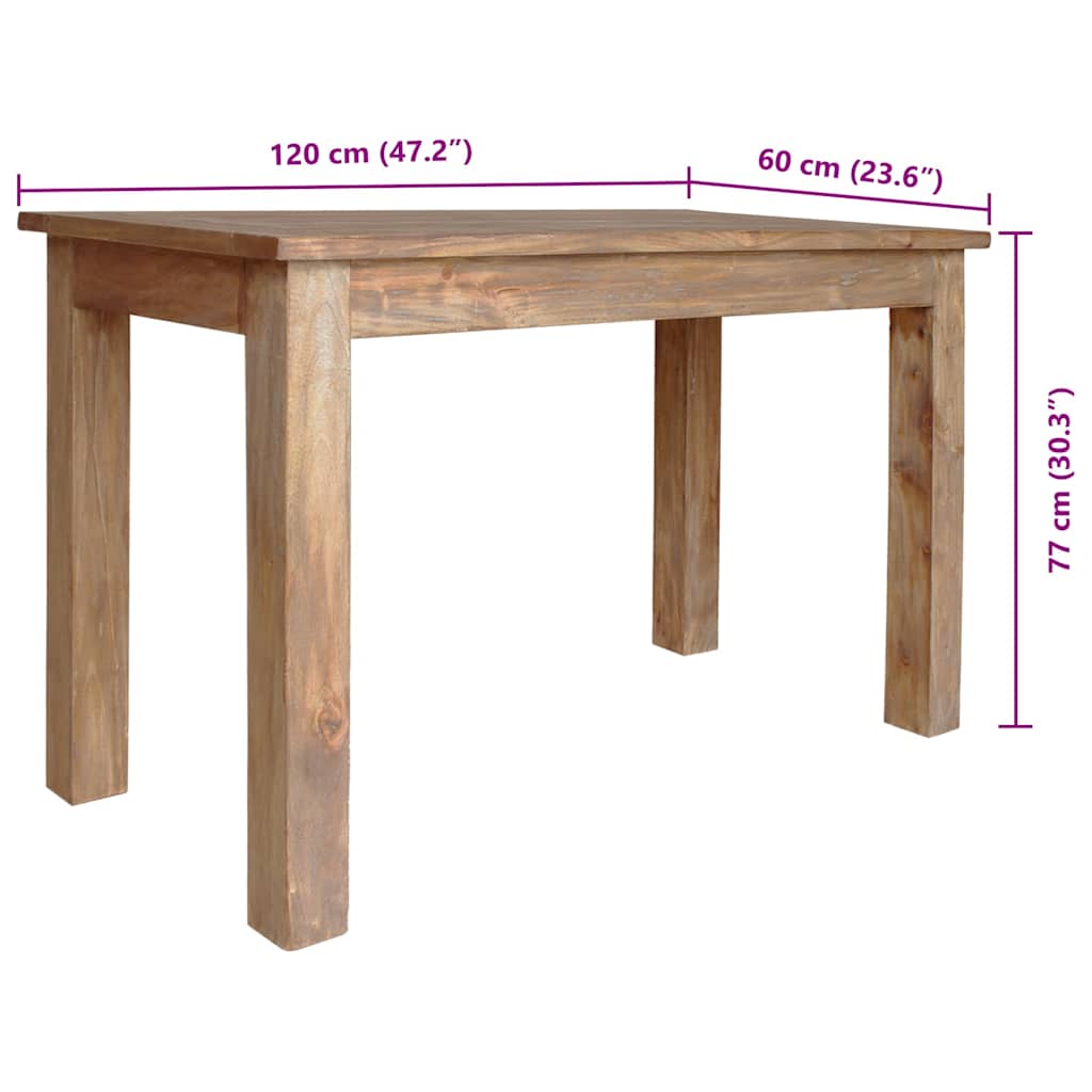 244496 vidaXL Dining Table Solid Mahogany Wood 120x60x77 cm - Brown