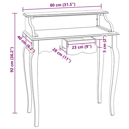 244503 vidaXL Writing Desk Solid Mahogany Wood 80x40x92 cm - Brown