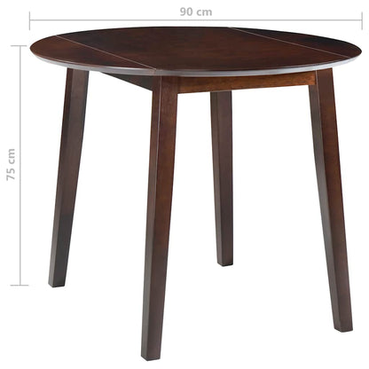 245367 vidaXL Drop-leaf Dining Table Round MDF Brown - 90 x 75 x 90 cm